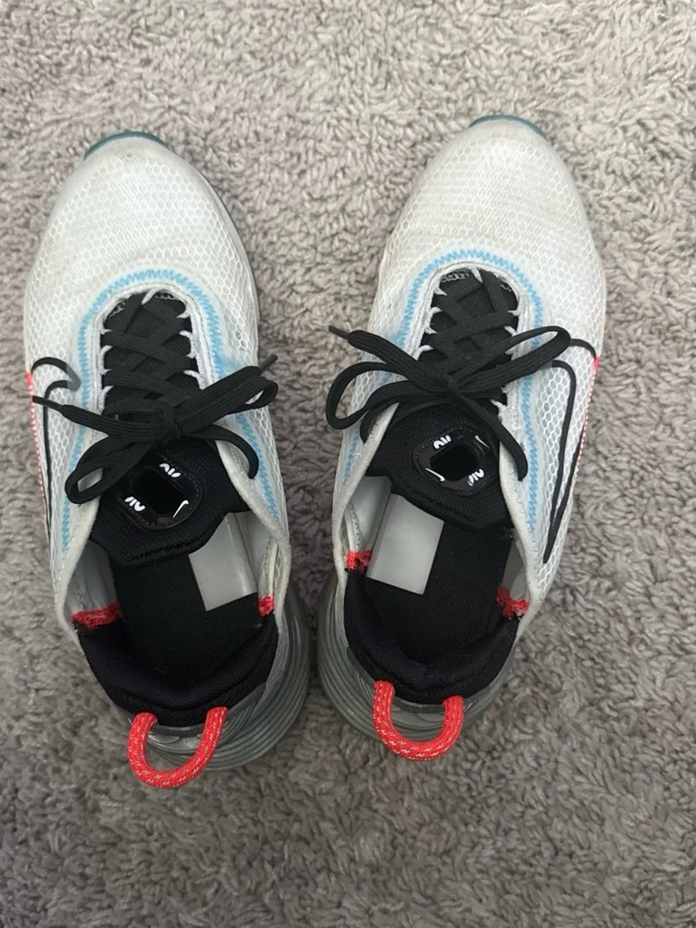 Nike Kids White Sneakers with Black and Coral Accents